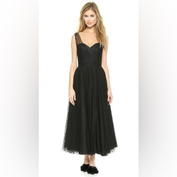 MILLY Grace Black Long Tulle Gown - Picture 9 of 11